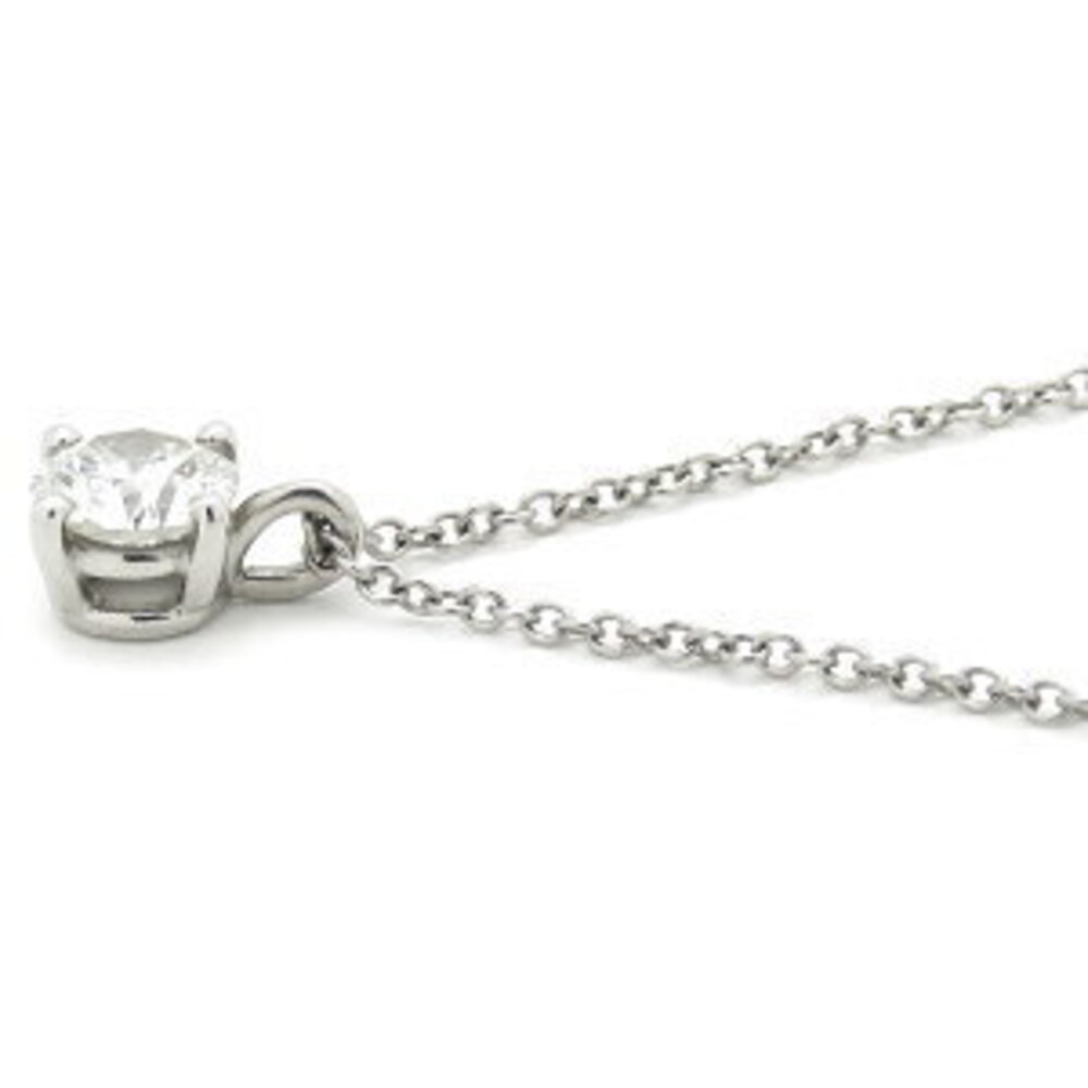 Tiffany Co Solitaire Necklace Diamond Platinum Silver